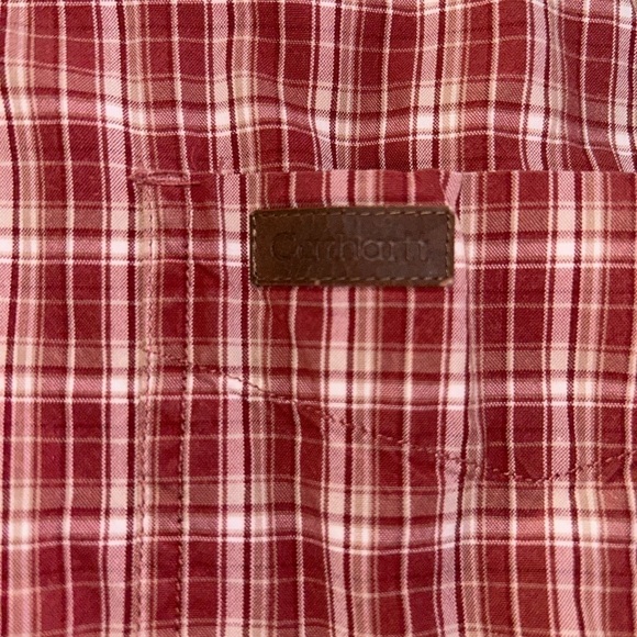 Carhartt Men's Rust Colored Plaid Cotton Button Down Short Sleeve Shirt - XL - Picture 5 of 7